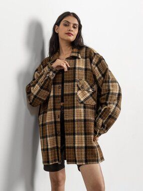 PLAID WOOL SHIRT Oversize Vintage / Large Xl